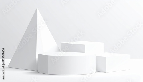 White Geometric Shapes on White Background