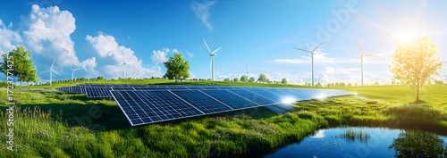 solar panels on the grass