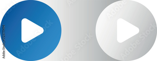 Abstract 3d play button icons with gradient blue and white colors