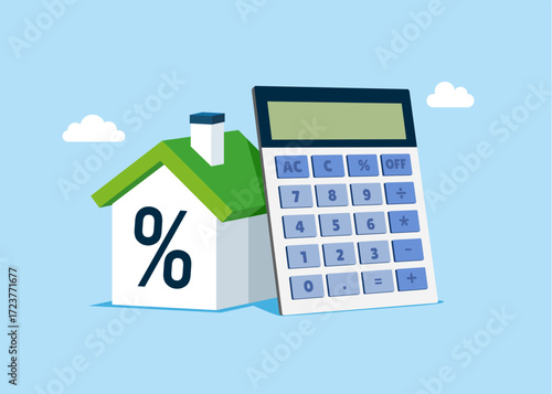 Property interest rate, finance loan increase. House mortgage calculation. Real estate investment or home refinance money. Vector flat illustration