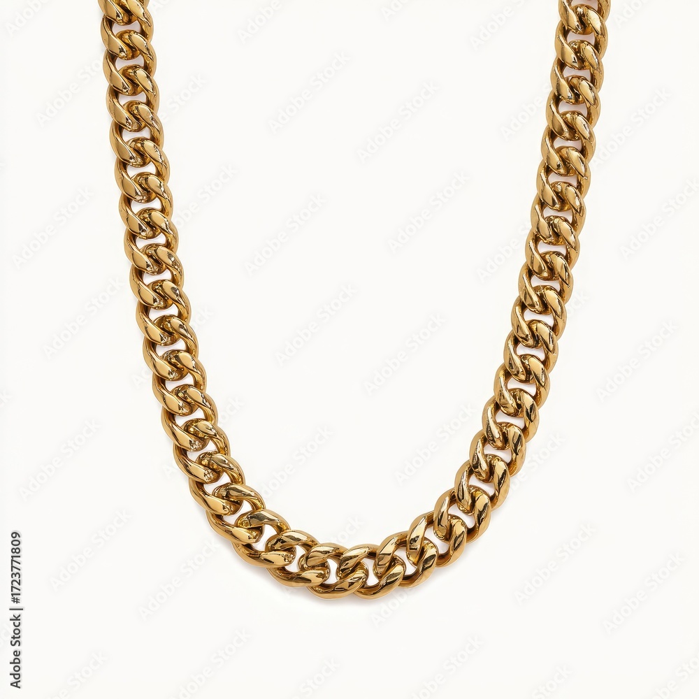 Fototapeta premium Gold chain necklace, substantial curb link