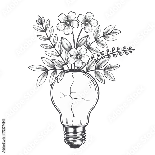 A bright electric bulb symbolizes a green energy innovation