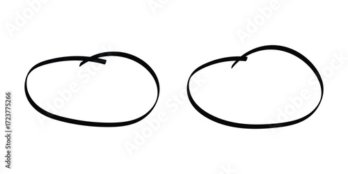 Hand drawn circle highlighter line sketch set. Vector marker circular lines, doodle round circles for message note mark design element. Pencil or pen bubble sketch