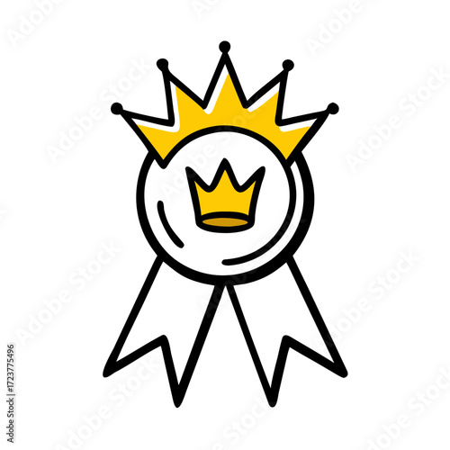 Award Ribbon Medal With Crown Bonus Icon For Web And Graphic Design