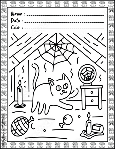 Doodle monsters seamless pattern Bold & Easy Coloring Page with Cute Animals for Adults and Kid. High resolution (300 DPI), Ready to print on standard 8.5x11-(A4) inch paper With (No Bleed)