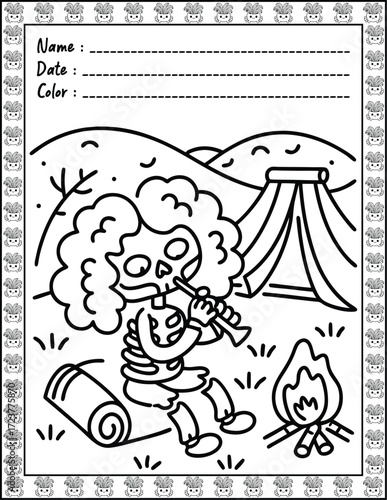 Doodle monsters seamless pattern Bold & Easy Coloring Page with Cute Animals for Adults and Kid. High resolution (300 DPI), Ready to print on standard 8.5x11-(A4) inch paper With (No Bleed)