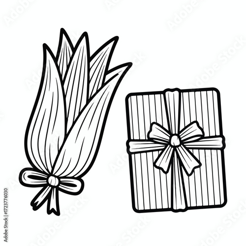 Christmas holiday celebration surprise gift box icon with ribbon and bow vector illustration