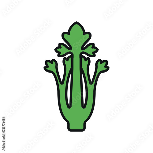 Celery icon in modern color with outline for grocery, farm, and eco lifestyle concepts.