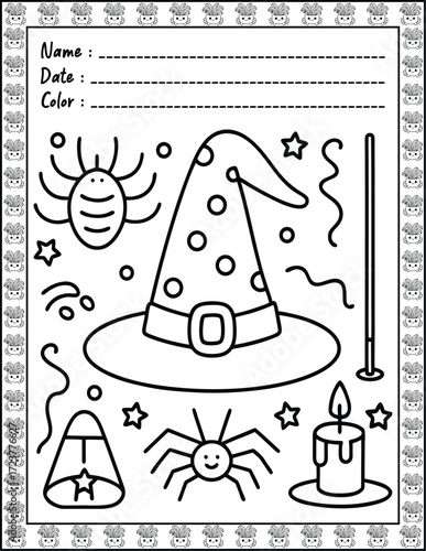 Doodle monsters seamless pattern Bold & Easy Coloring Page with Cute Animals for Adults and Kid. High resolution (300 DPI), Ready to print on standard 8.5x11-(A4) inch paper With (No Bleed)