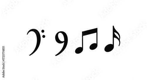 Diverse music notation symbols showing musical expression and rhythm vector