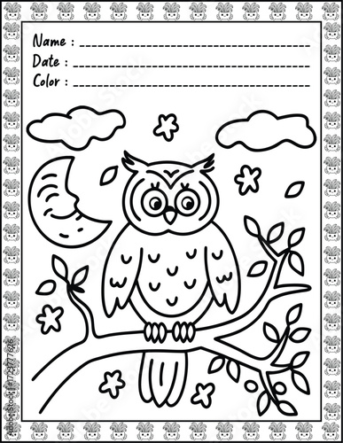 Doodle monsters seamless pattern Bold & Easy Coloring Page with Cute Animals for Adults and Kid. High resolution (300 DPI), Ready to print on standard 8.5x11-(A4) inch paper With (No Bleed)