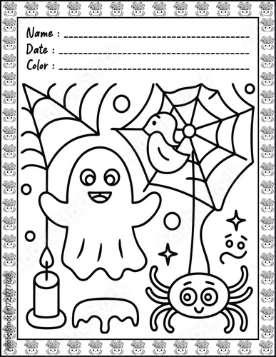 Doodle monsters seamless pattern Bold & Easy Coloring Page with Cute Animals for Adults and Kid. High resolution (300 DPI), Ready to print on standard 8.5x11-(A4) inch paper With (No Bleed)