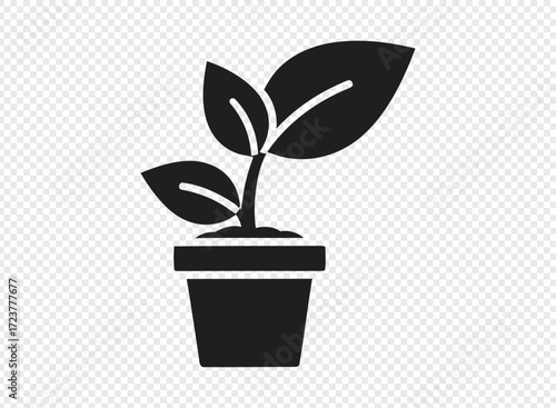 Simple silhouette icon of a plant growing in a pot