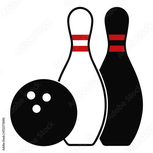 Simple bowling ball and pins graphic