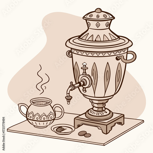 vector illustration, samovar