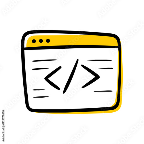 Coding Window With Development Script Lines Icon For Web And Graphic Design