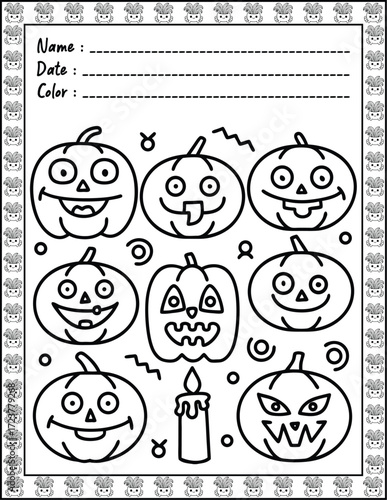 Doodle monsters seamless pattern Bold & Easy Coloring Page with Cute Animals for Adults and Kid. High resolution (300 DPI), Ready to print on standard 8.5x11-(A4) inch paper With (No Bleed)