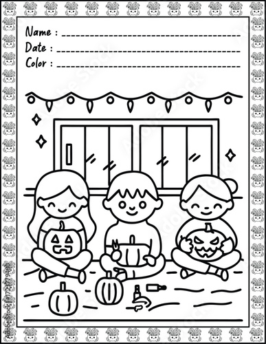 Doodle monsters seamless pattern Bold & Easy Coloring Page with Cute Animals for Adults and Kid. High resolution (300 DPI), Ready to print on standard 8.5x11-(A4) inch paper With (No Bleed)