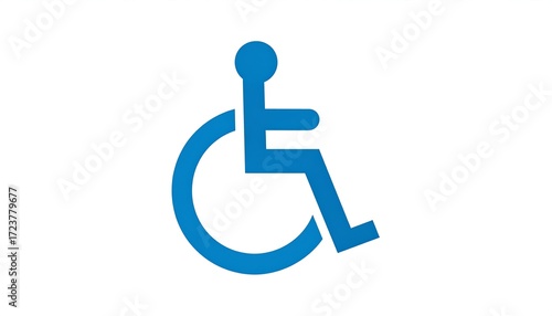 Blue wheelchair symbol on white background