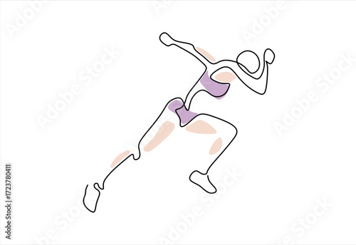 vector illustration of single continuous line woman running.  line icon-continuous line drawing. Editable stroke.