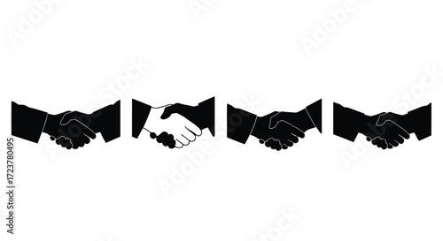 Business partnership handshake symbol icon set for agreement and success concepts vector