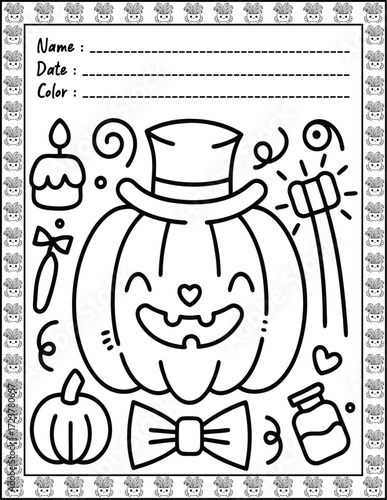 Doodle monsters seamless pattern Bold & Easy Coloring Page with Cute Animals for Adults and Kid. High resolution (300 DPI), Ready to print on standard 8.5x11-(A4) inch paper With (No Bleed)