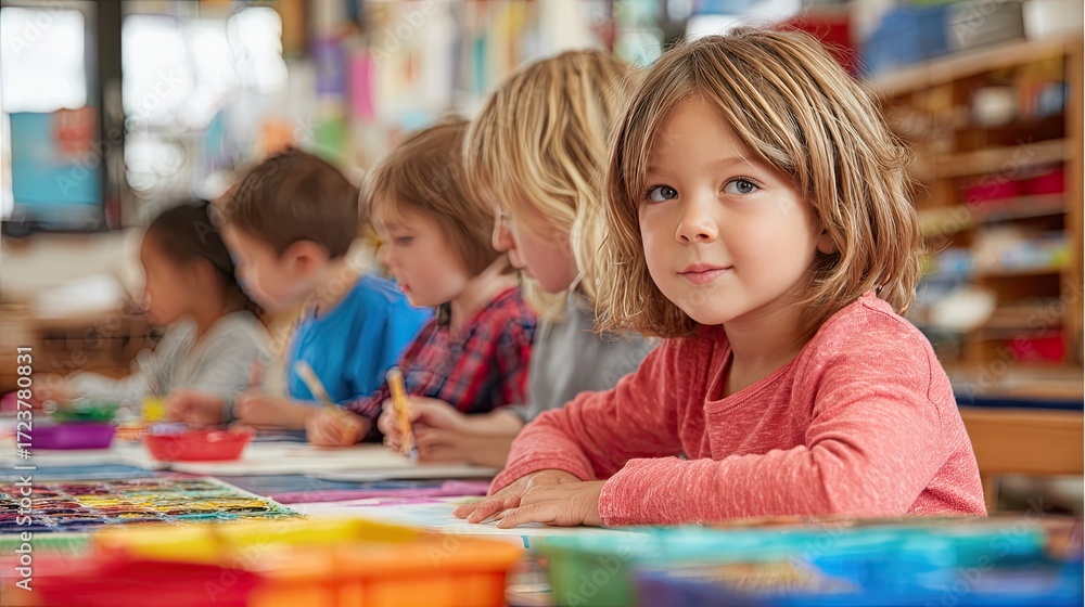 Fototapeta premium Cute Children Engaged in Arts and Crafts