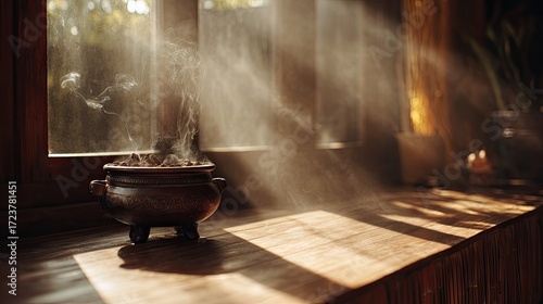 Traditional Incense Burner in Minimalist Interior