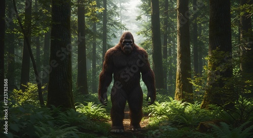 Large ape in forest