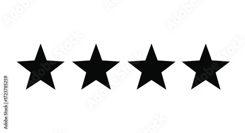 Four hand drawn black stars symbolizing rating feedback customer satisfaction and excellence achievement vector