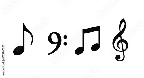 Collection of musical notes and symbols for music creation and education resources vector