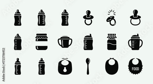 Comprehensive Collection of Baby Feeding and Pacifier Icons