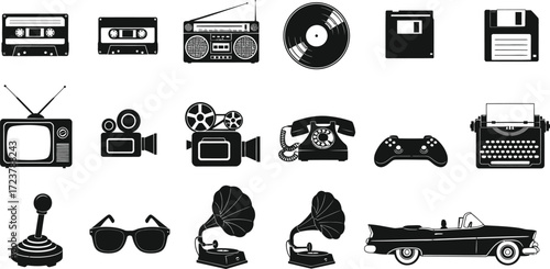 Retro Technology Icons set