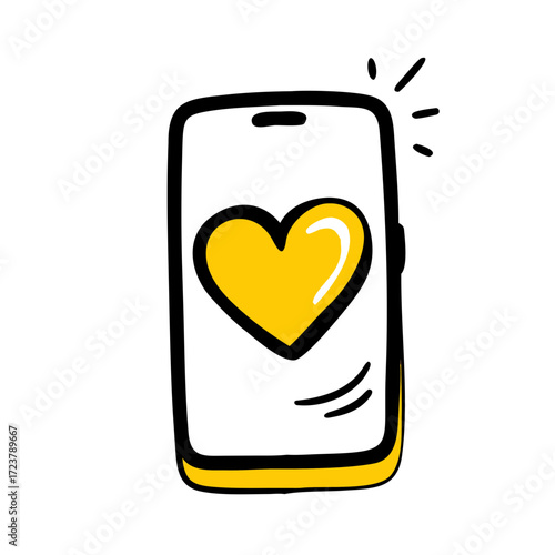Likes Smartphone With Heart Notification Icon For Web And Graphic Design