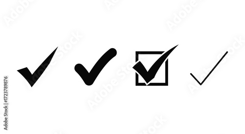 Four distinct check mark symbols for confirmation and completion options vector