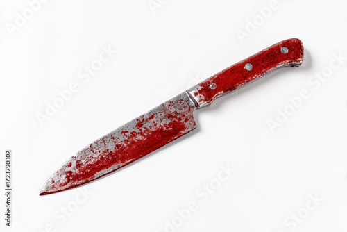 
Bloody knife prop isolated on white background

