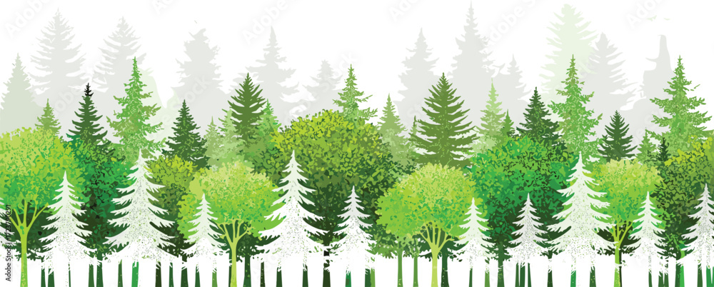 Obraz premium An extensive collection of diverse green tree and plant top views, meticulously rendered in a stylized manner, perfect for architectural drawings, urban planning, or landscape design layouts