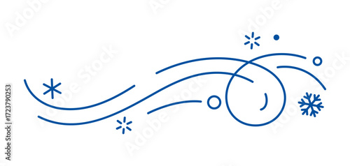 Winter linear element. Holiday filigree border with snowflakes.