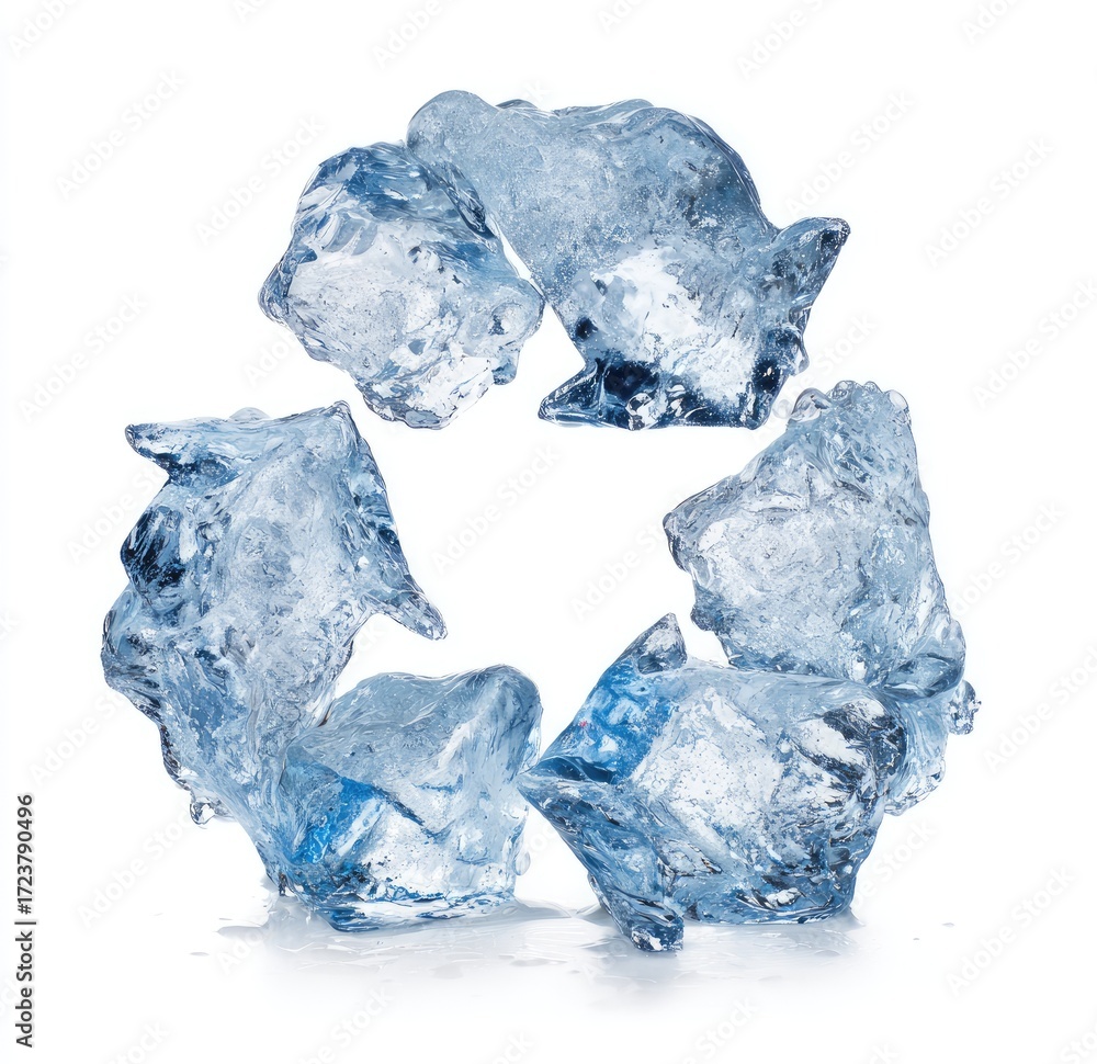 Fototapeta premium Ice cubes forming a recycle symbol