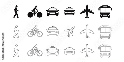 A comprehensive collection of vector people silhouettes engaged in daily activities like work, travel, and leisure