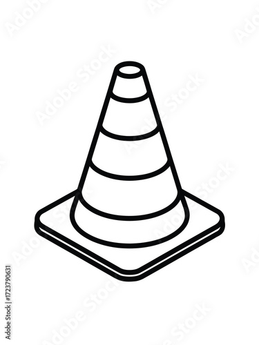 Simple outline drawing of a traffic cone on a white background