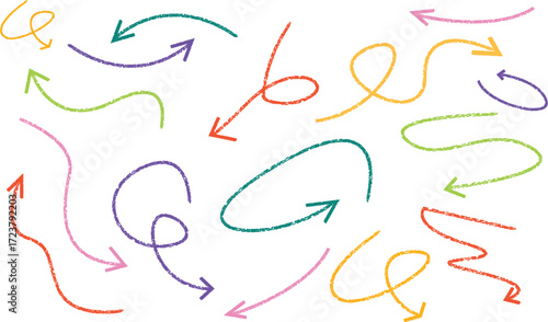 Colorful Hand Drawn Arrows – Multicolor Sketch Direction Set