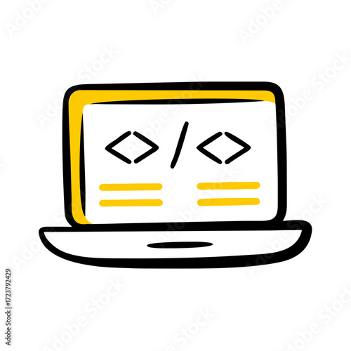 Programming Laptop With Coding Interface Icon For Web And Graphic Design