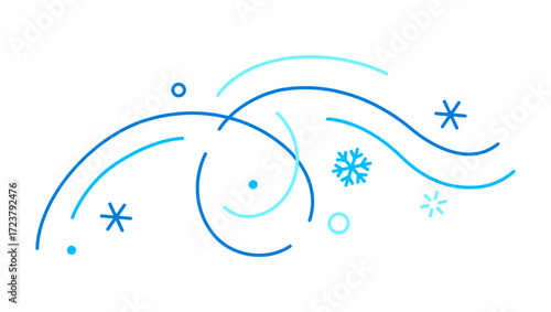 Winter linear element. Holiday filigree border with snowflakes.