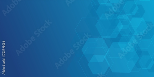 Background Blue hexagon pattern look like honeycomb vector illustration lighting effect graphic for text and message board design infographic