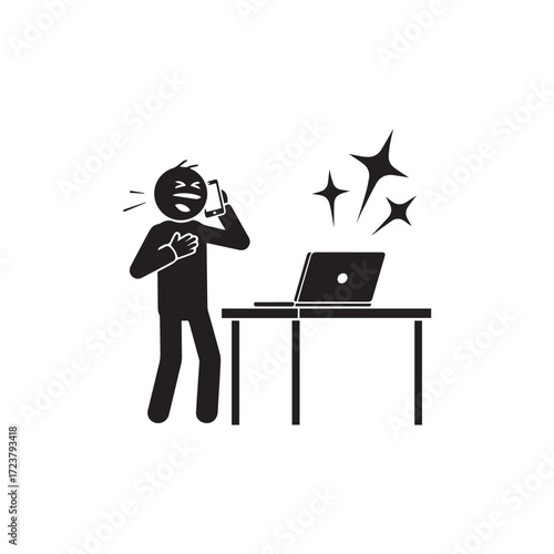 Happy Person Celebrating Business Victory on a Successful Call