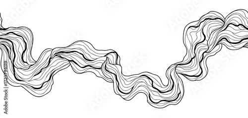 Seamless wave pattern. Abstract background with linear curls.