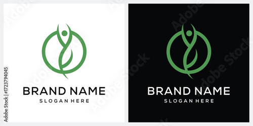 human life and leaves green logo design vector template