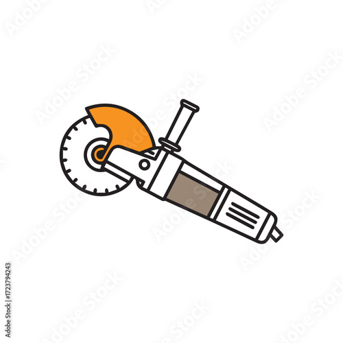 Angle Grinder Power Tool Line Art Icon for Construction and Metalworking