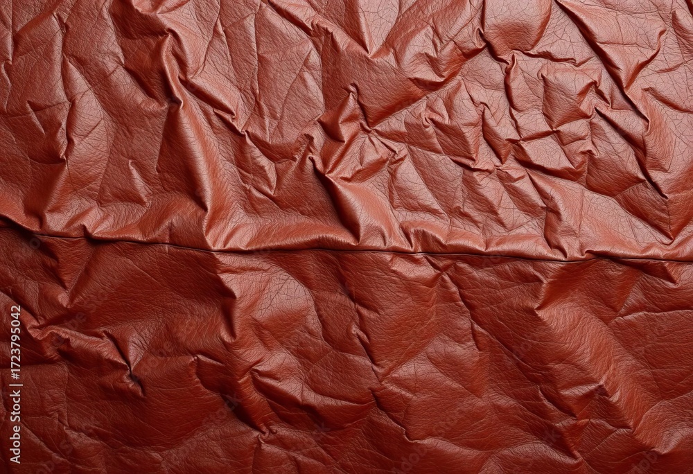 Fototapeta premium Deep brown leather, wrinkled and creased, showing natural grain, wrinkles, leather background texture